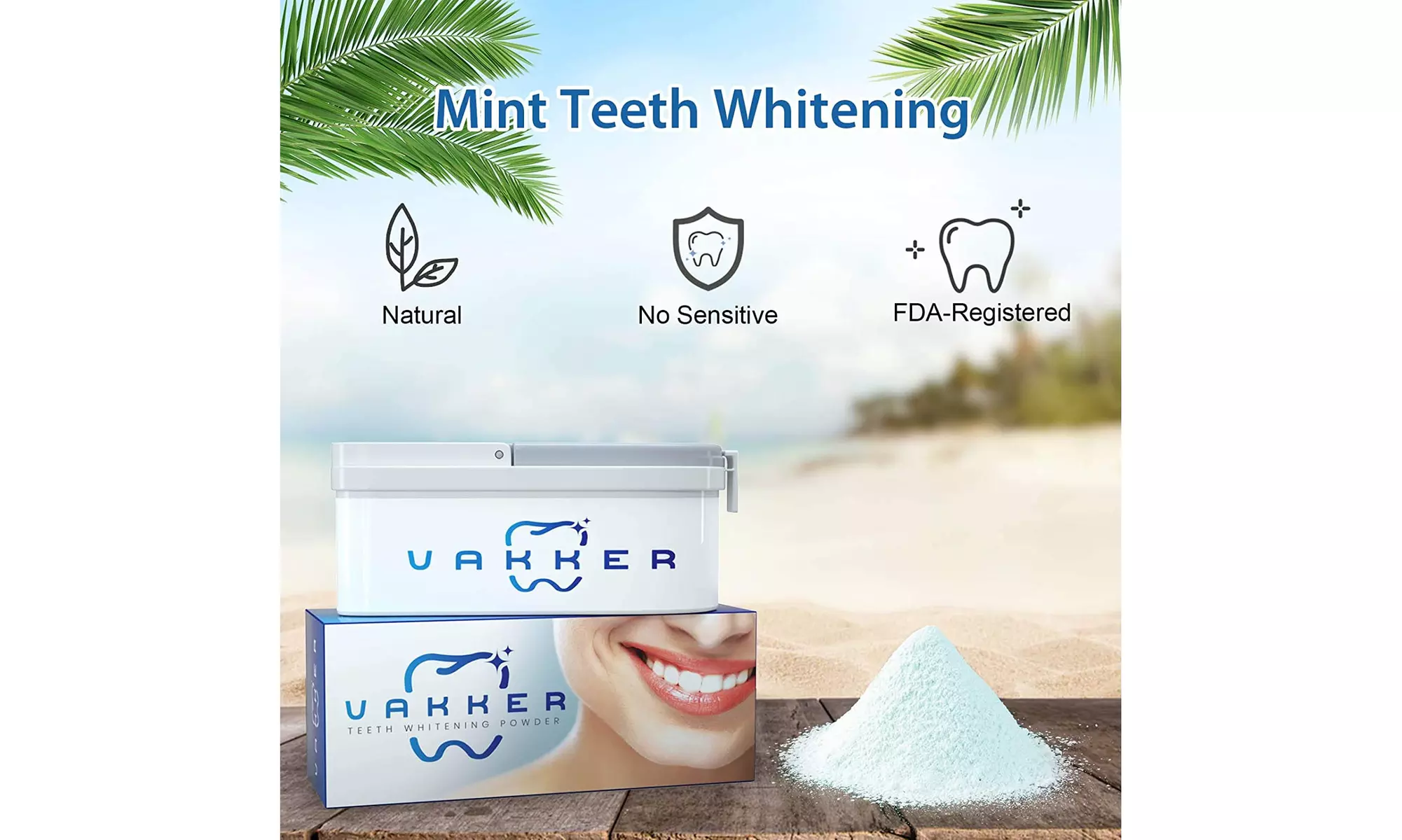 Vakker Teeth Whitening Powder Mint Flavor Remove Tooth Stains Whitener Kit