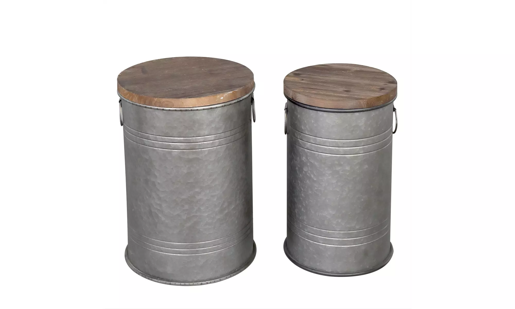 2 Pcs Metal Ash Bucket with Double Handle Dark Gray Finish - Primary Image