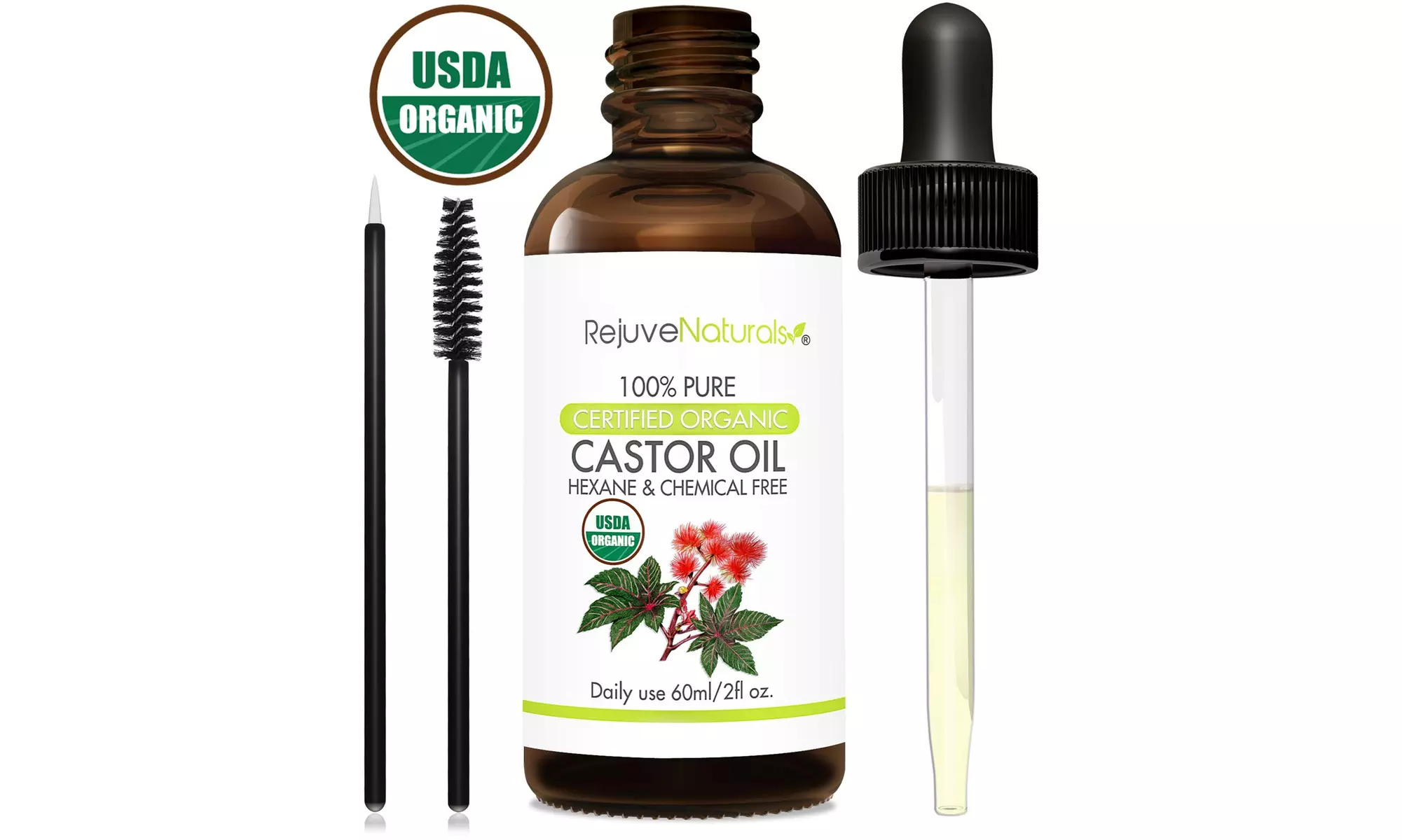 Organic Castor Oil - USDA Certified Organic, 100% Pure, Cold Pressed - Primary Image