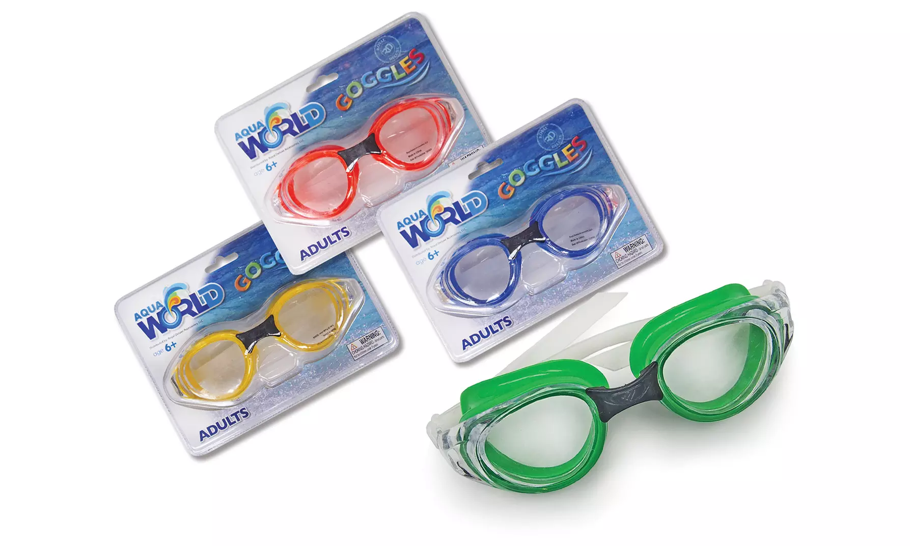 4-Pack AquaWorld Swimming Goggles for Adults or Kids