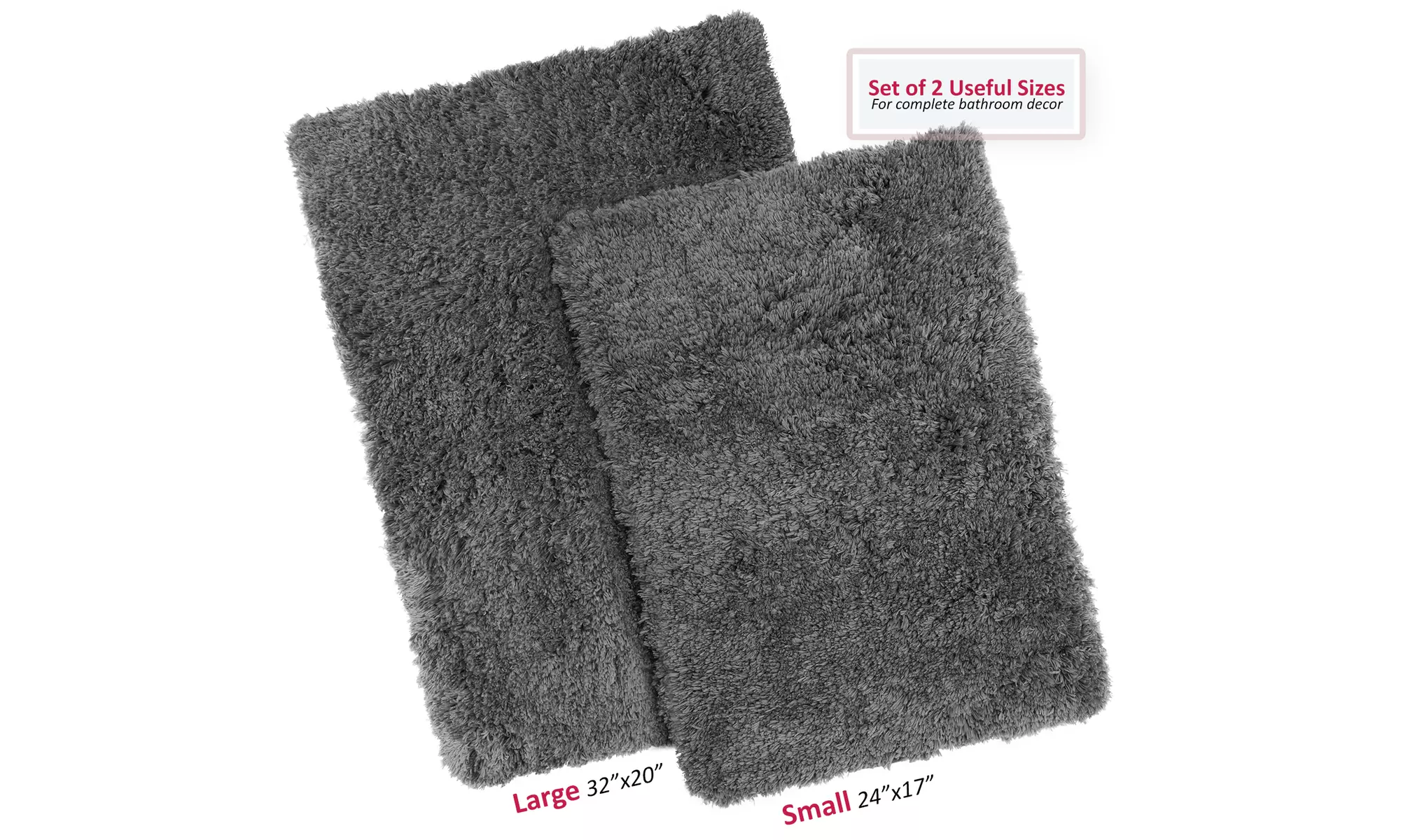 Clara Clark Non-slip Shaggy Bath Rug Set