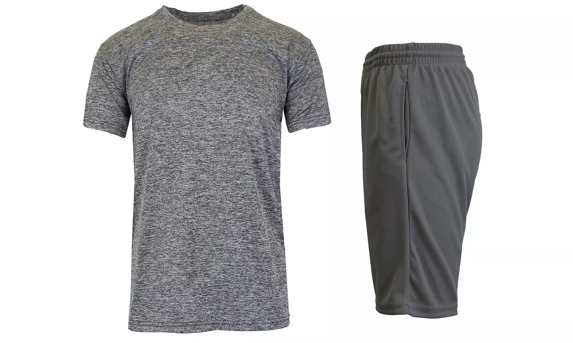 Men's Moisture Wicking Short Sleeve Tee & Mesh Shorts 2-Piece Top & Bottom Set
