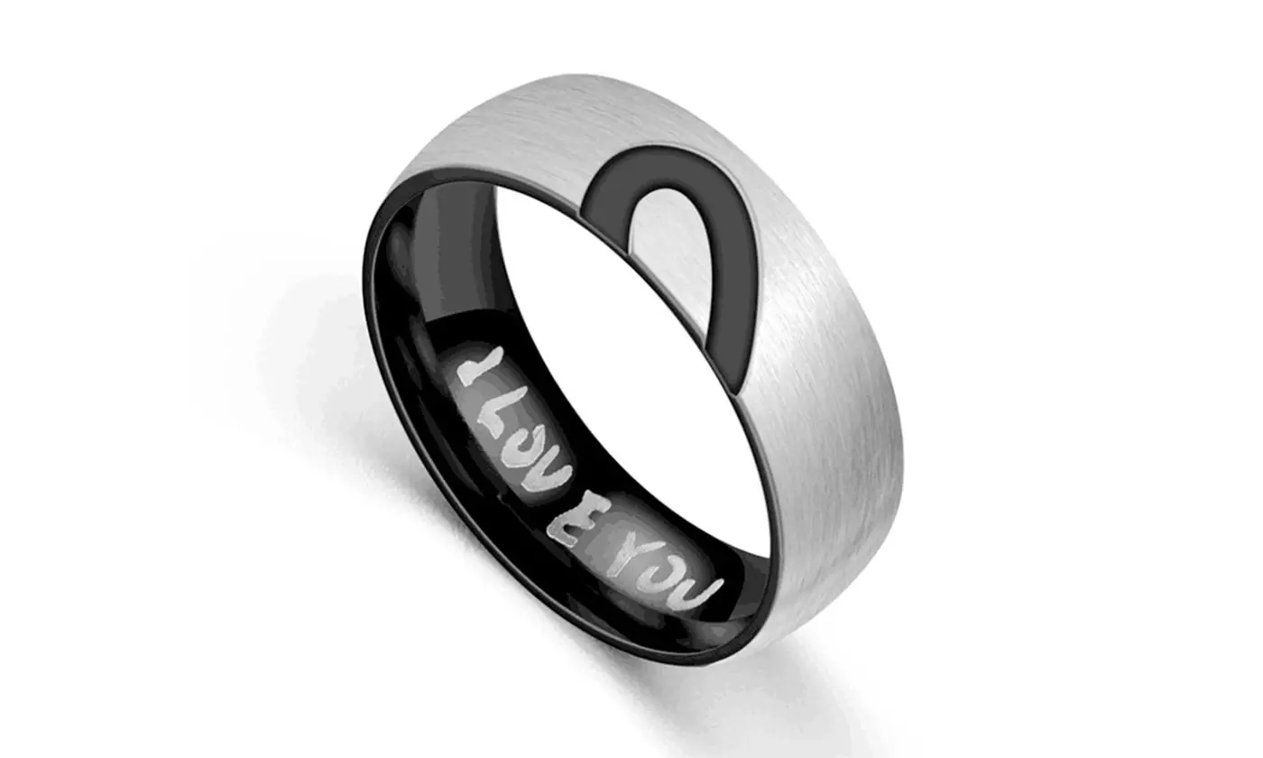 Couples Rings Set for Him and Her Half Heart Rings Stainless Steel 6mm A Pair