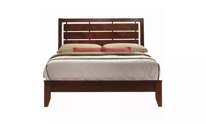 Costway Bed Frame W/Platform Wood Slats Tall Headboard Home Furniture Brown - Primary Image