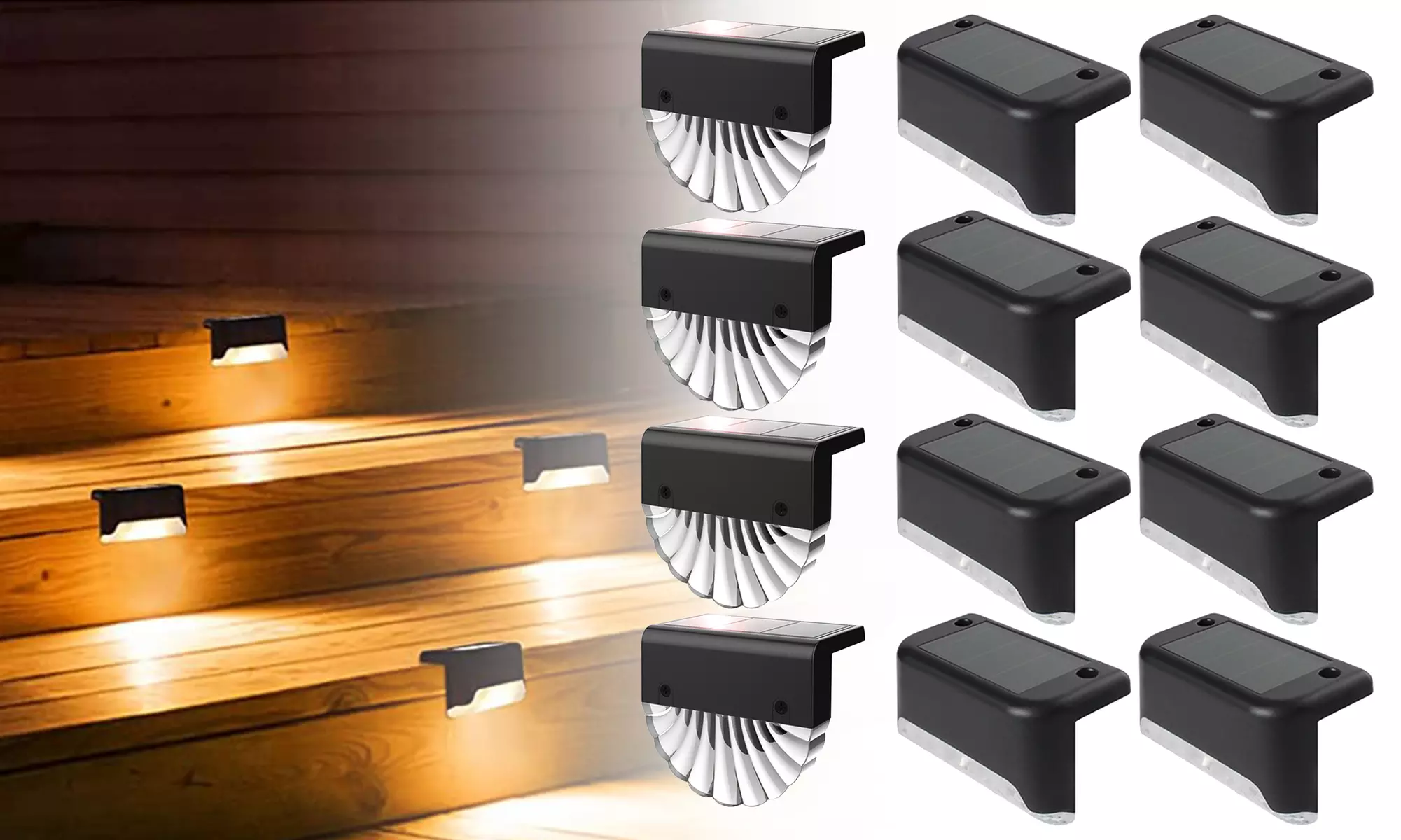 Solar Deck Lights Outdoor Step Fence LED Lights Waterproof for Yard(4-, 8-Pack)