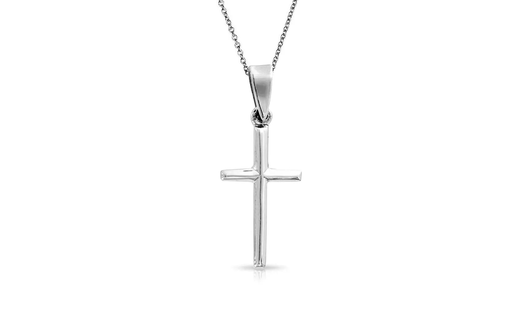Bling Jewelry Petite Cross Pendant 925 Sterling Silver Necklace 16in - Primary Image