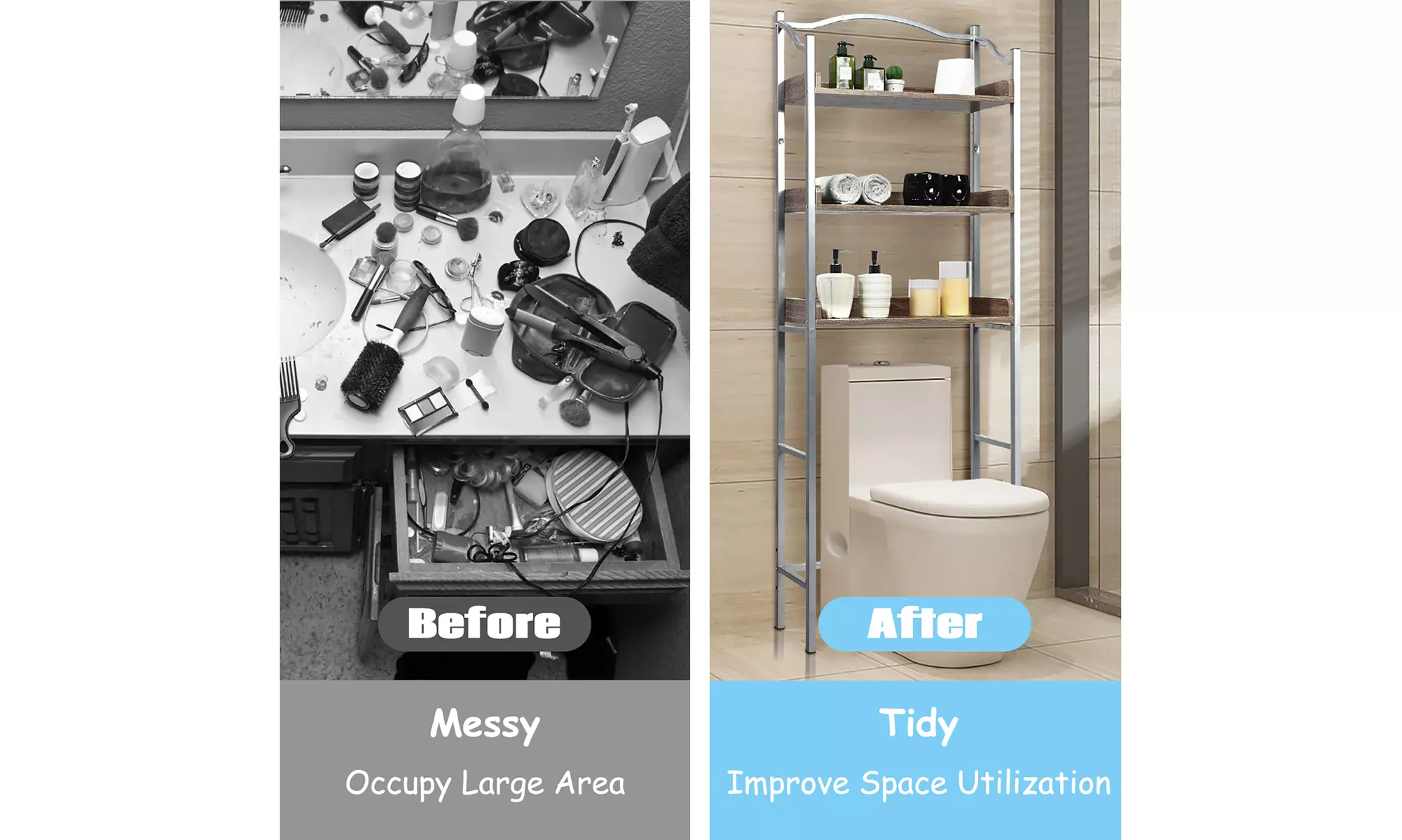 Costway 3-Tier Bathroom Spacesaver Storage Rack