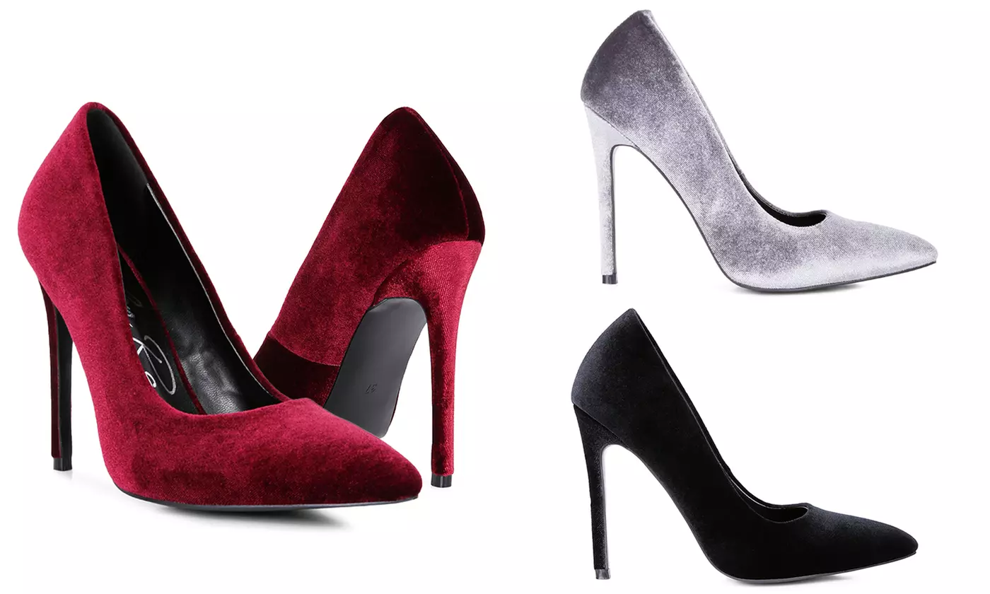 London Rag Janessa Velvet Stiletto Heel Pumps