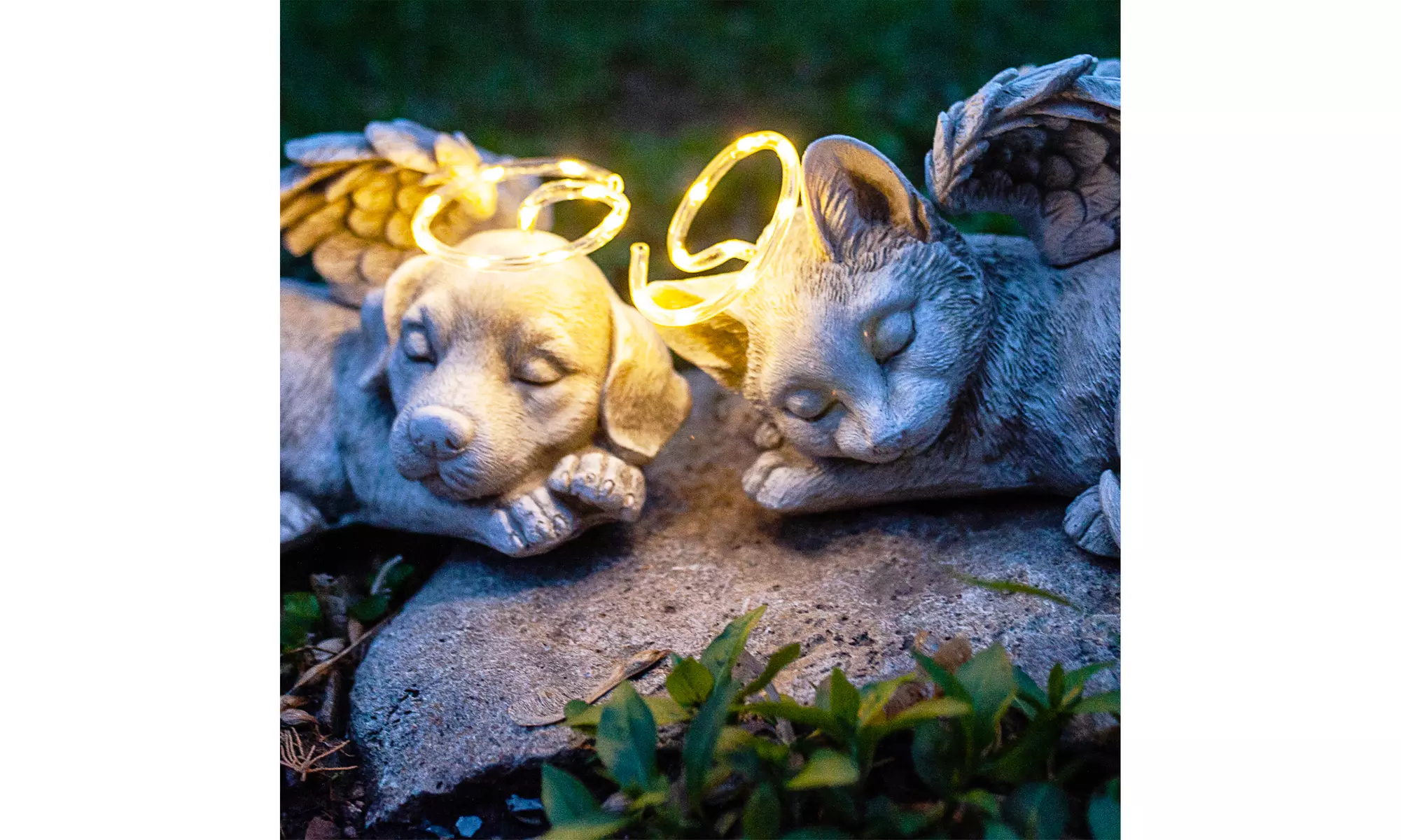 Exhart Solar Sleeping Pet with Halo and Angel Wings Memorial Garden Statue - Primary Image