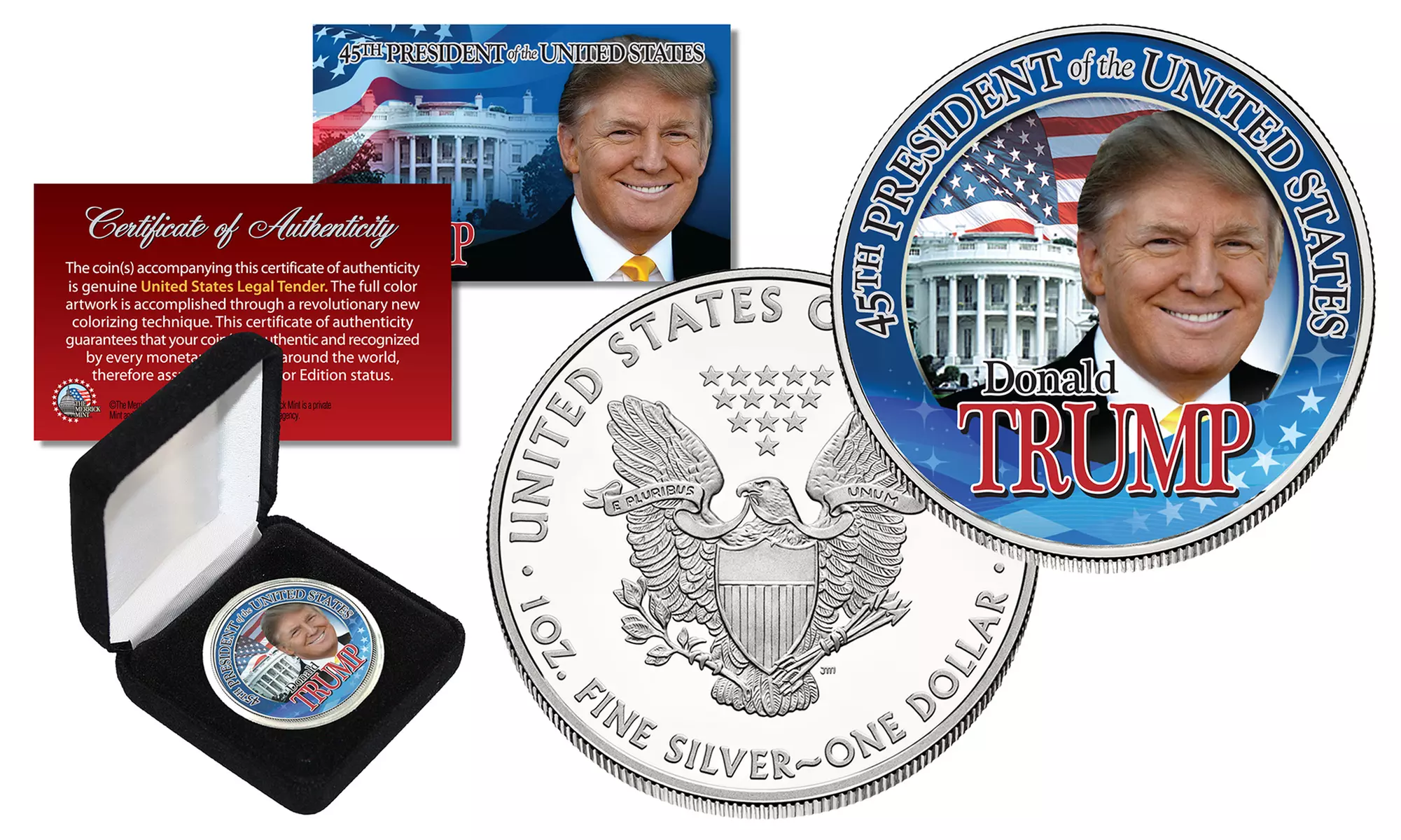 Donald Trump 45th President USA 1 oz Pure Silver American US Eagle in Box - Primary Image