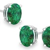 Image 2: Genuine Oval Cut Emerald Studs Set in Sterling Silver