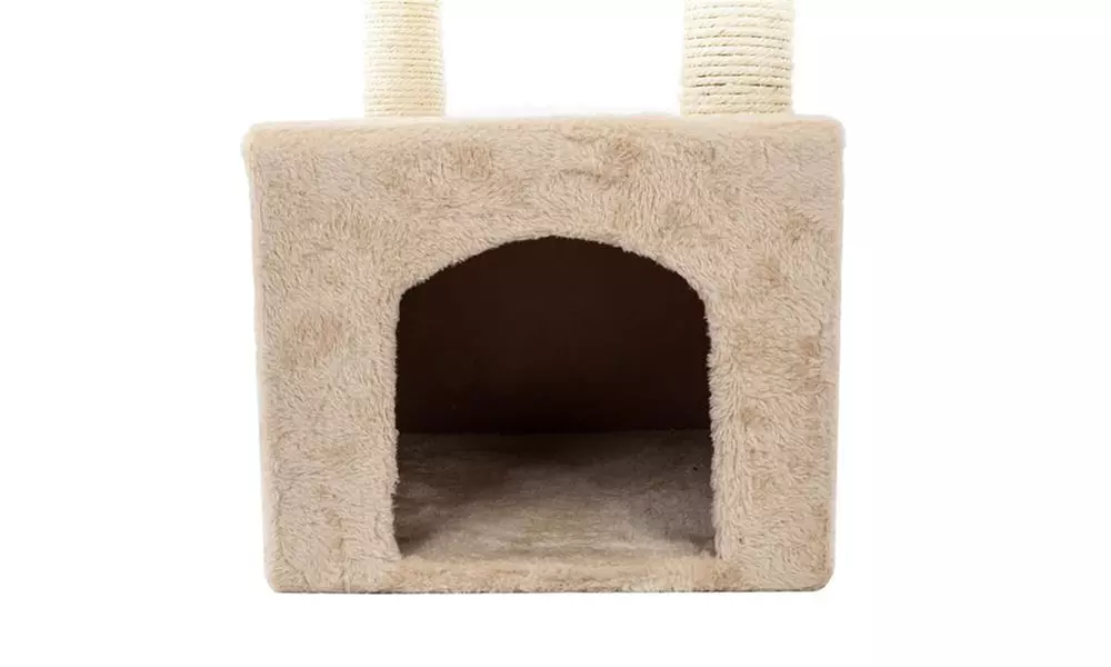 36" Solid Cute Sisal Rope Plush Cat Climb Tree Cat Tower Beige