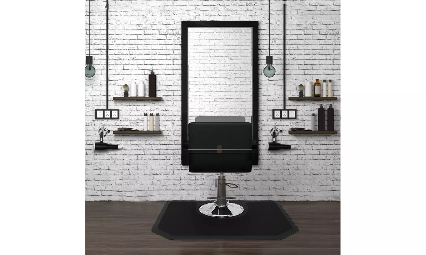 Beauty Salon Hexagon Anti-fatigue Salon Mat Black - Primary Image