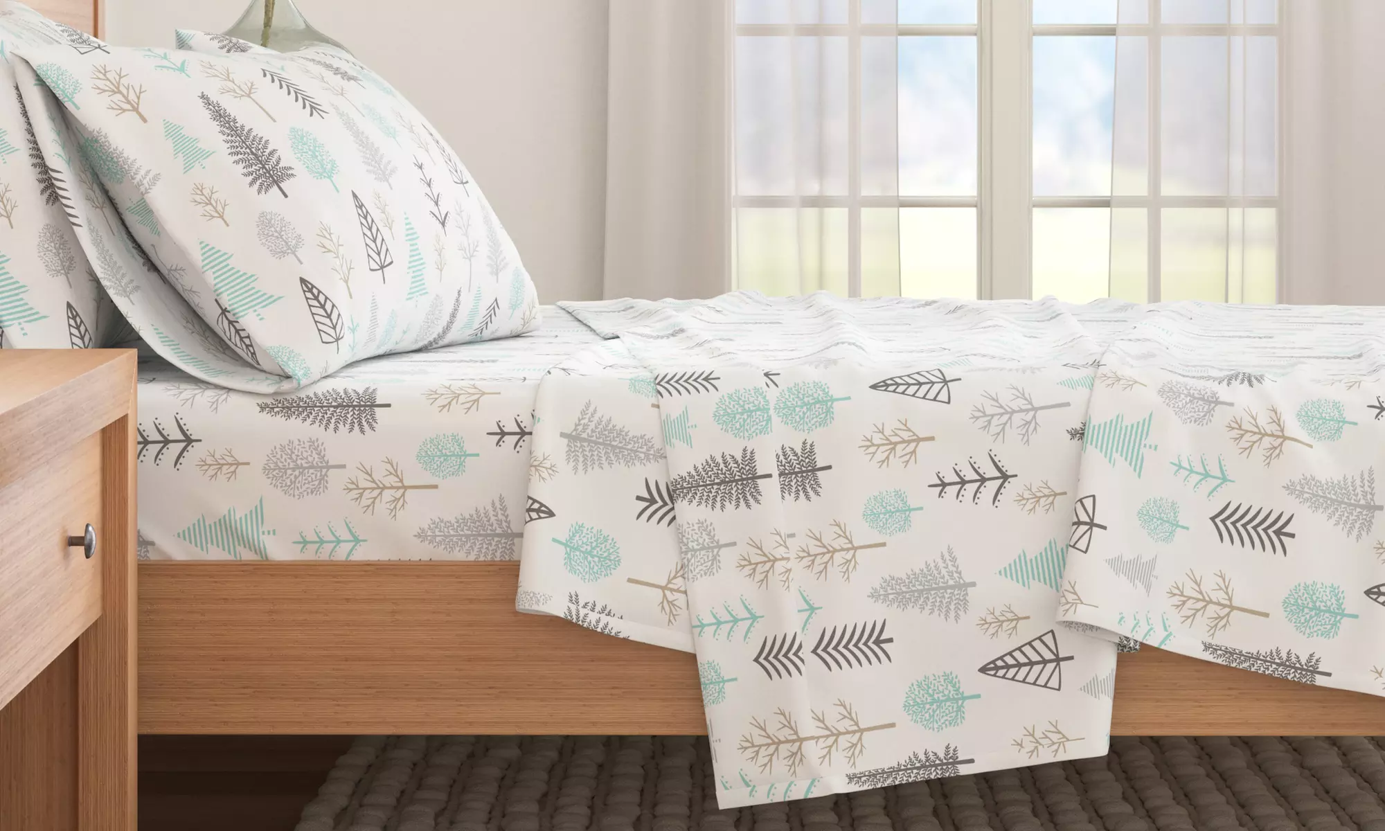 Nature Print Turkish Cotton Flannel Sheet Set