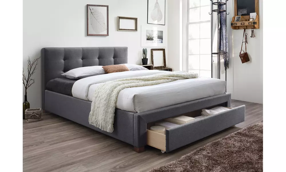 Brandy Fabric-Upholstered King Size Storage Platform Bed - Primary Image
