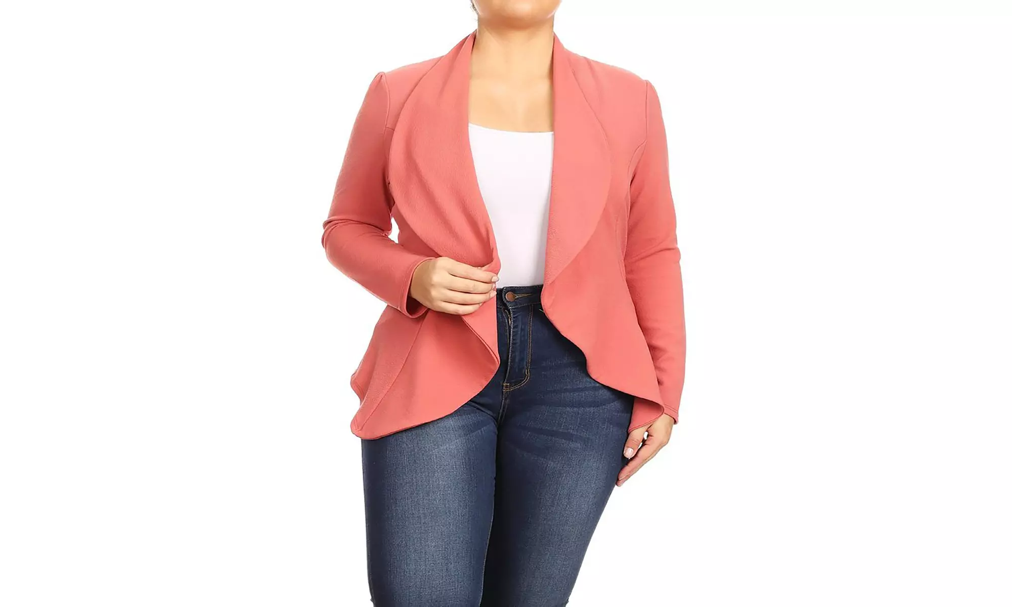 MOA Collection Womens Open Front Blazer with Plus Size