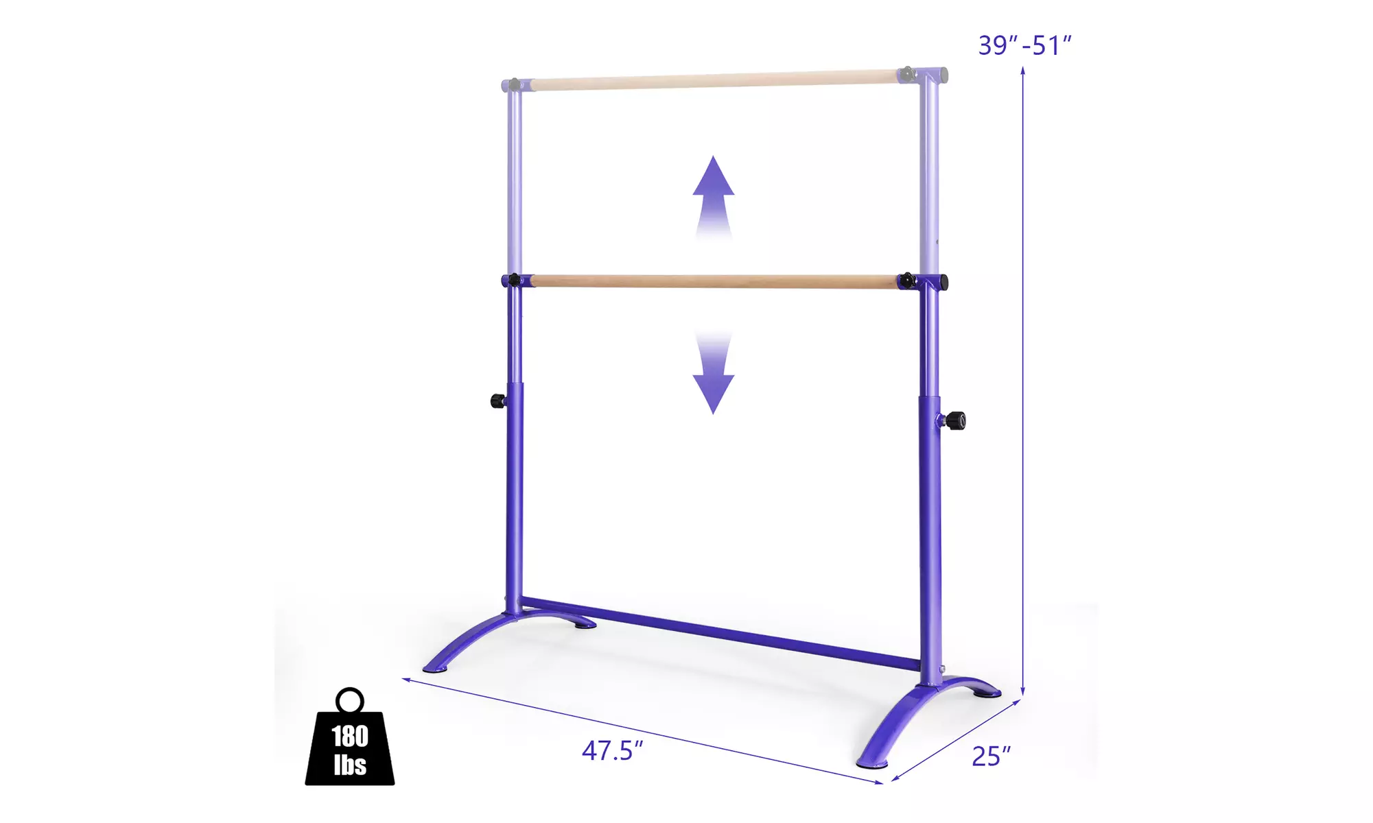 Costway 51'' Portable Freestanding Stretching Dancing Ballet Bar 4 Heights