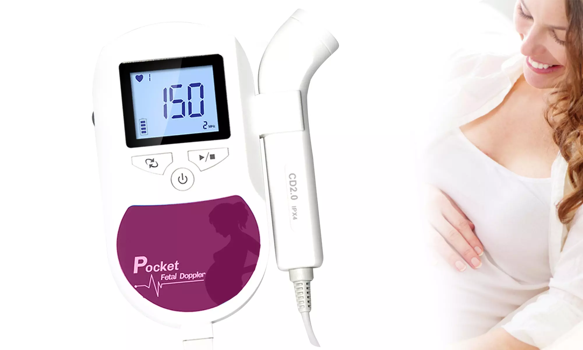 Prenatal Fetal Doppler Baby Portable Heart Monitor Pregnancy Heart Rate for Home - Primary Image