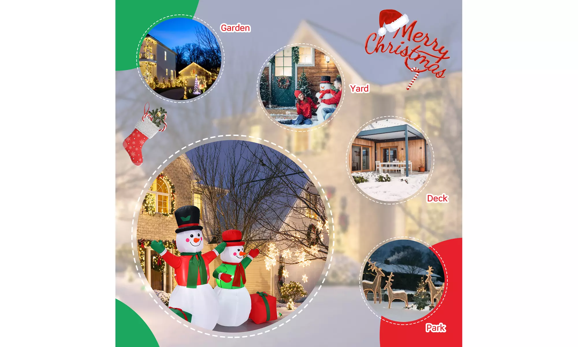Costway 6Ft & 5Ft Christmas Inflatable Snowmen Blow Up Christmas Decoration
