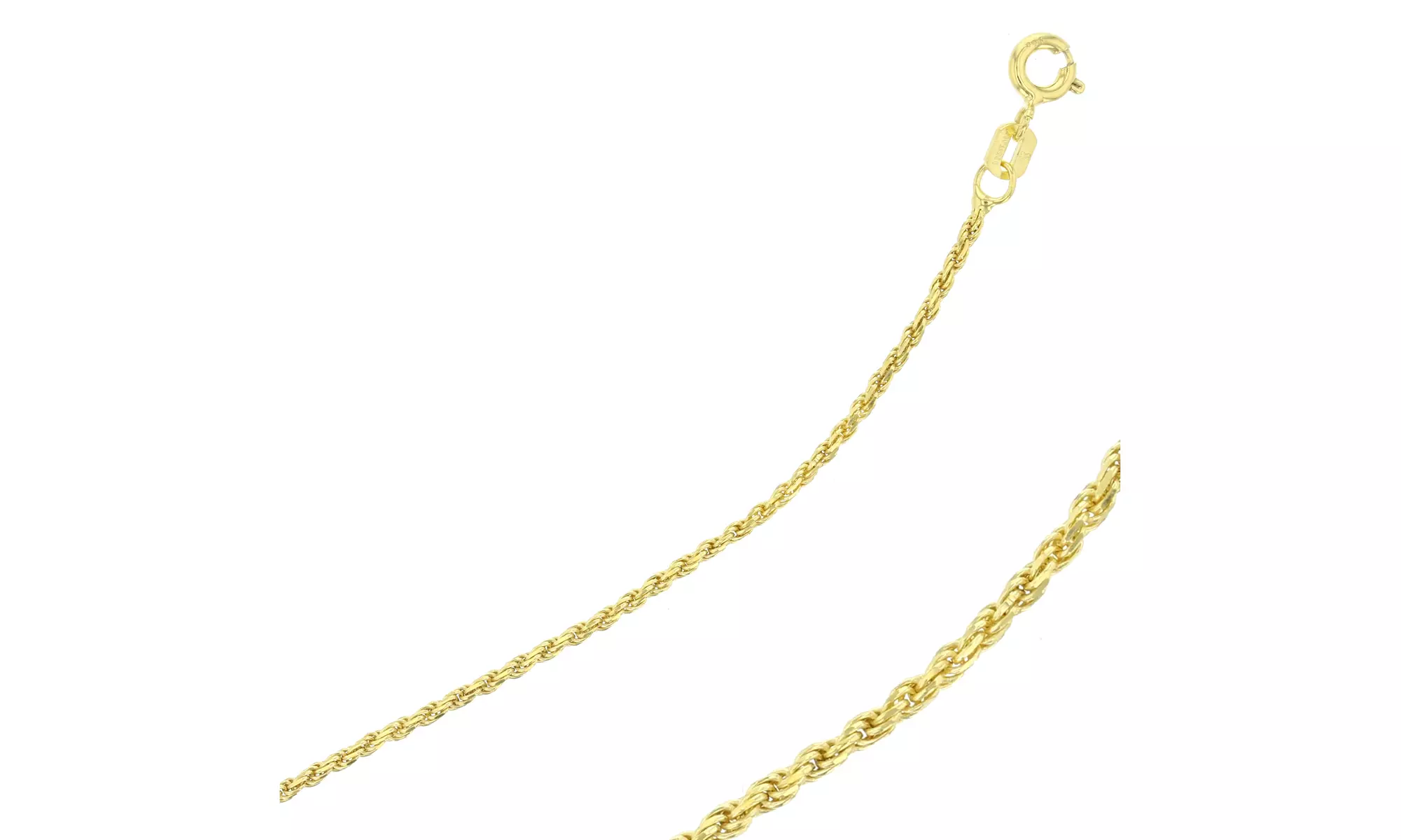 Sterling Silver Italian Rope Chain in 18 K Yellow Gold Plated - Primary Image