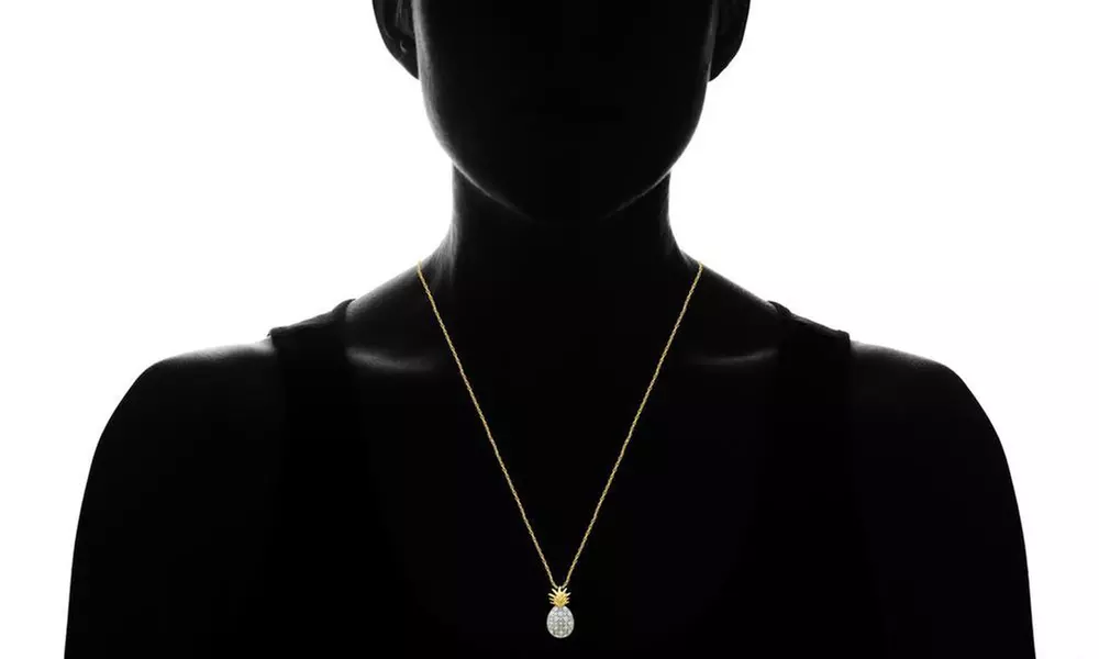 1/10 CTTW Diamond Pineapple Pendant in Silver with Gold Plating By DeCarat - Second Medium