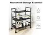 3 Tier Wire Mesh Rolling Cart with Hooks - Second Medium