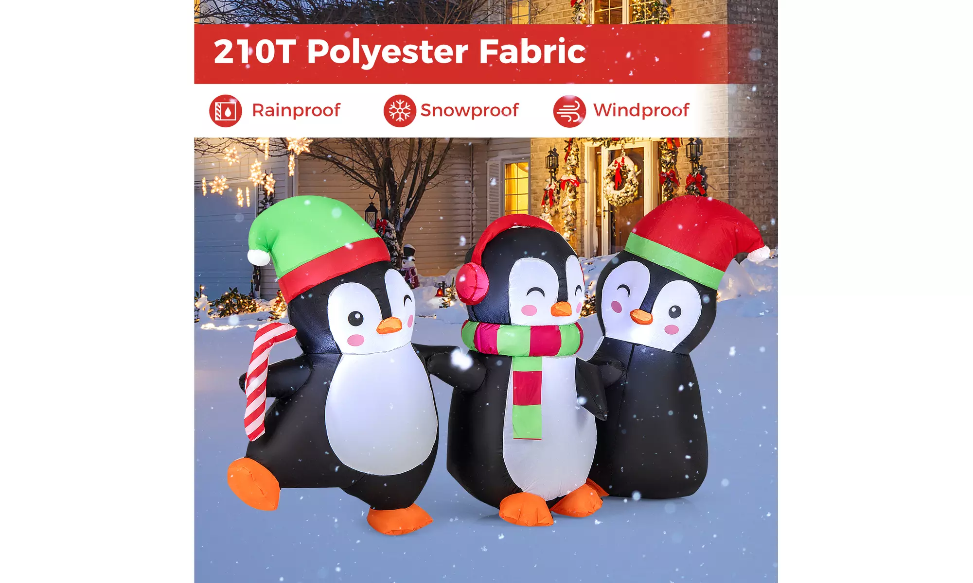 Costway Inflatable Christmas Santa Claus Helicopter Snowman Penguin Lights