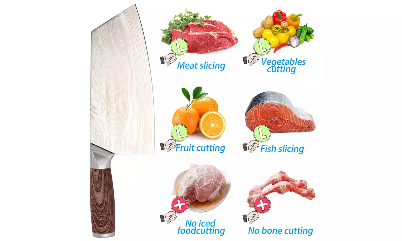 Stainless Steel Chinese Sharp Kitchen Knife with Ergonomic Wooden Handle