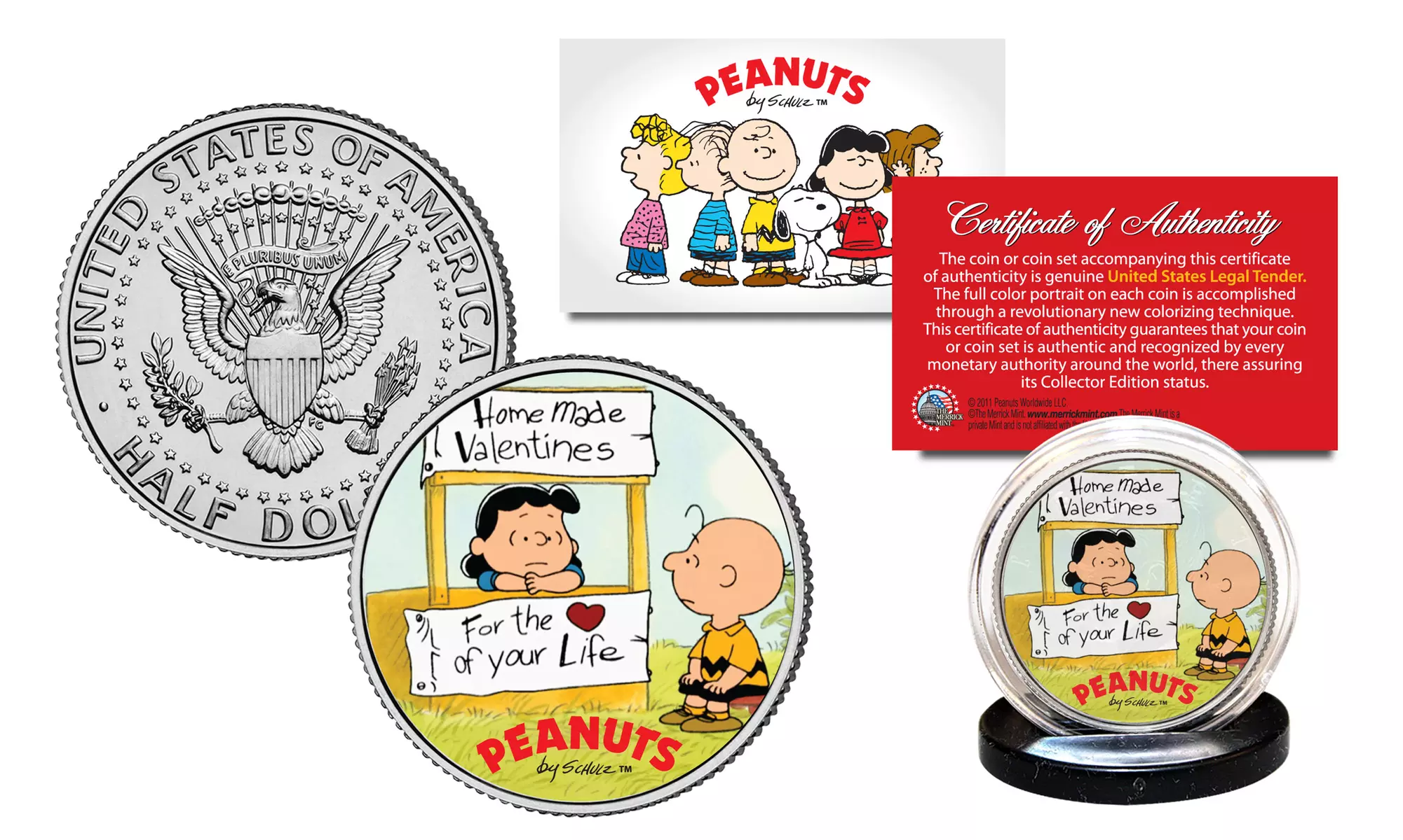 PEANUTS Valentine's Day JFK Half Dollar Coins: Choose Your Coin