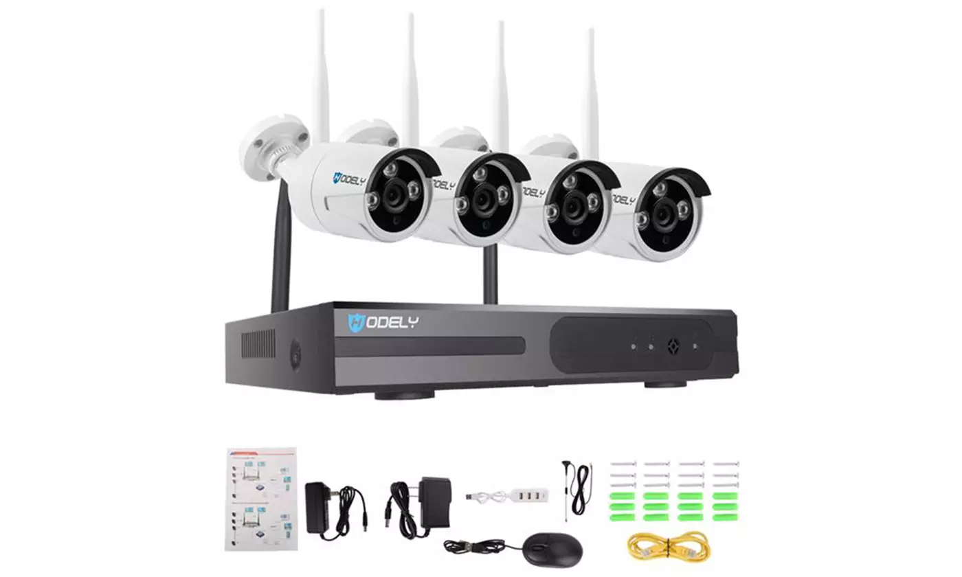 Hodely 4CH 1080P NVR Wifi Set 720P 3.6mm 36-LED Waterproof IP Camera US Plug - Primary Image