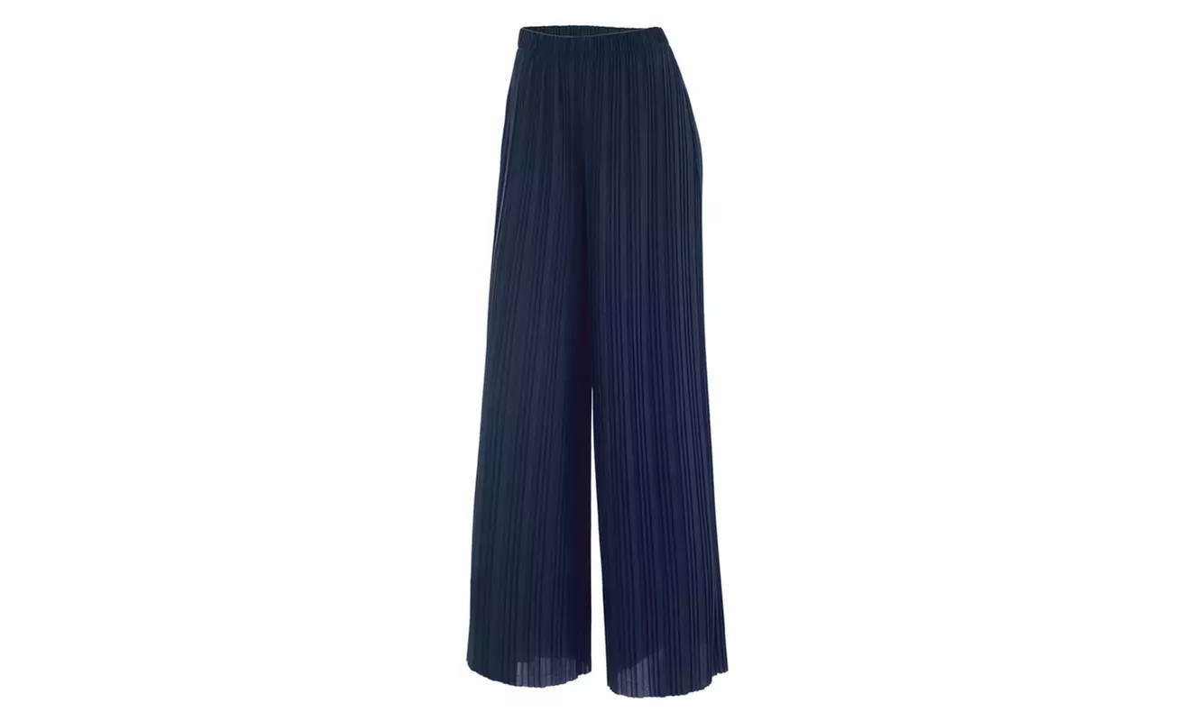 Made by Johnny Women's High-Waist Pleated Maxi Wide-Leg Palazzo Pants