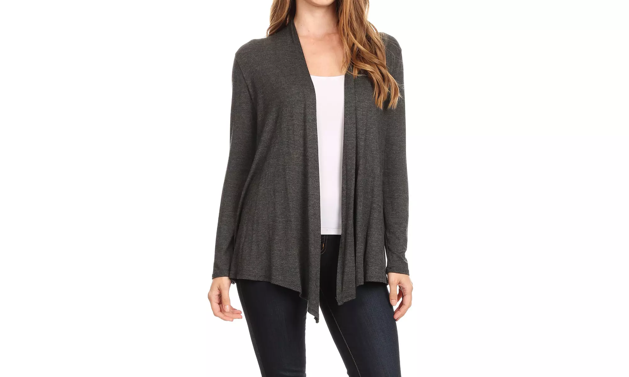Solid Lightweight Soft Long Sleeves Open Front Cardigan