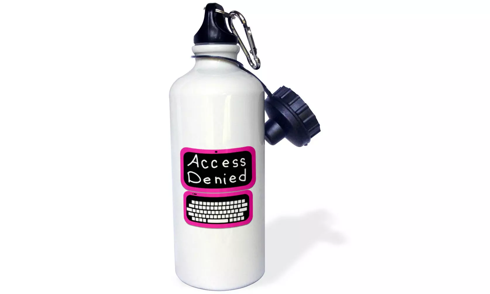 Water Bottle Fun Pink Laptop Computer Technician Nerd Geek Humor Access Denied - Primary Image