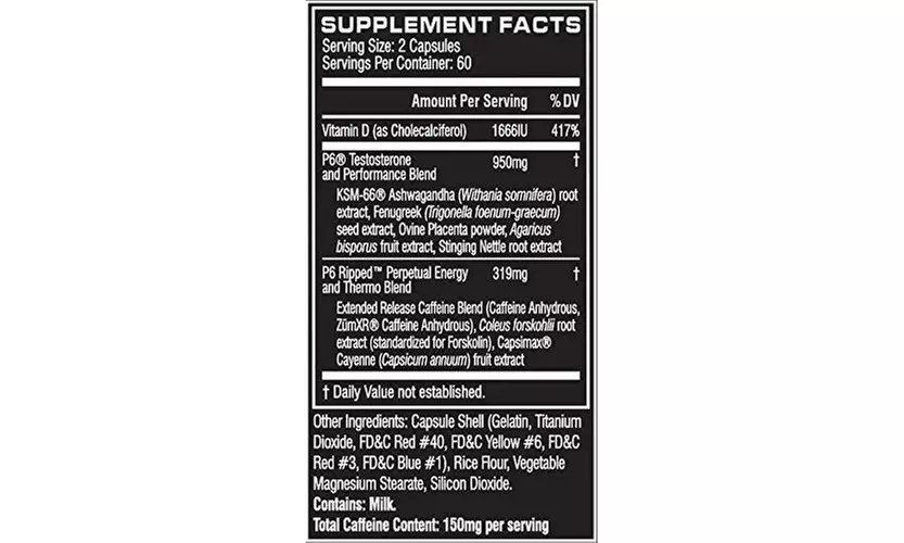 Cellucor P6 Ripped Testosterone Booster For Men Thermogenic Weight Loss Blend - Second Medium