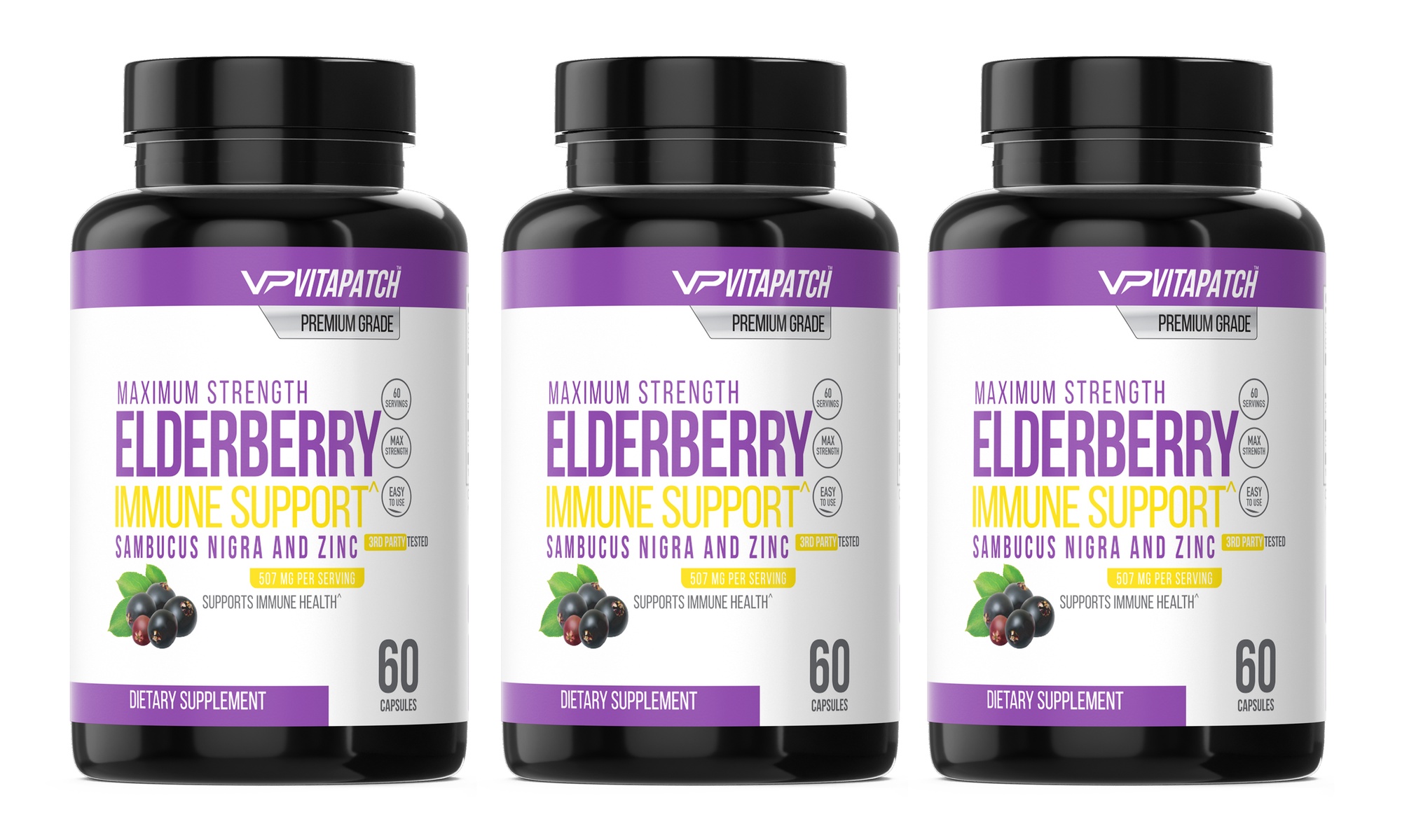Max Strength Elderberry with Zinc Immune Support Capsule (1- or 3- Pack) 