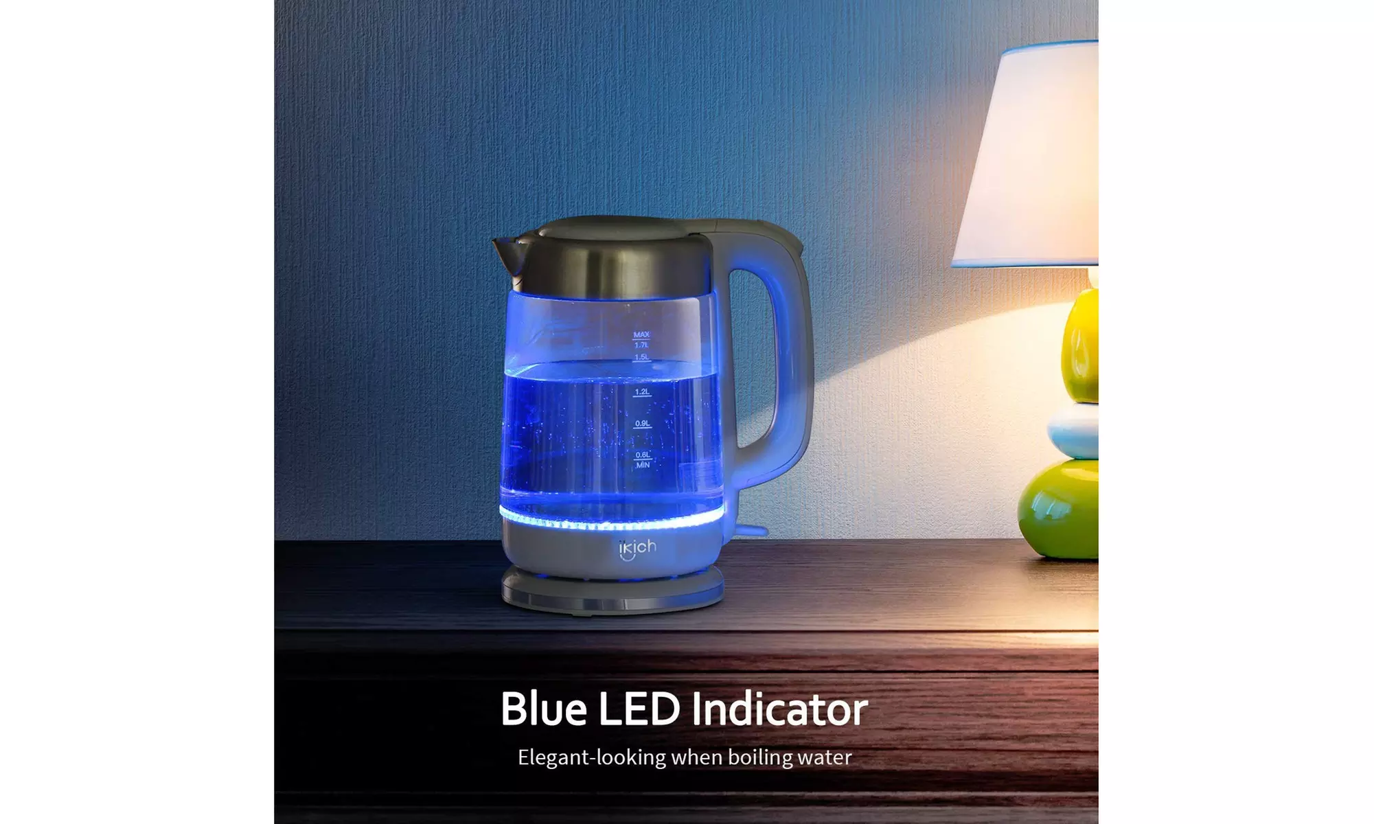 Hot Water Kettle, IKICH 1.7L BPA-Free Electric Kettle 1500W Fast Heating Water  - Primary Image
