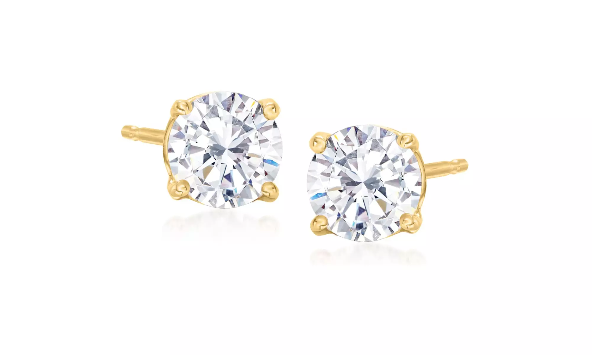Paris Jewelry 14k Yellow Gold Plated Cubic Zirconia Stud Earrings - Primary Image