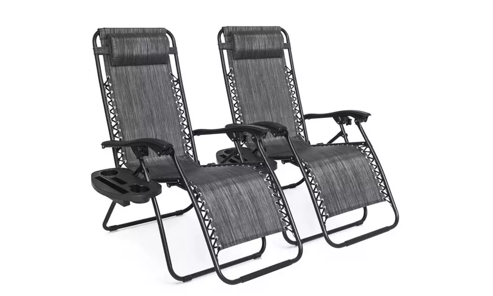 2 - Steel Mesh Zero Gravity Reclining Lounge Chairs