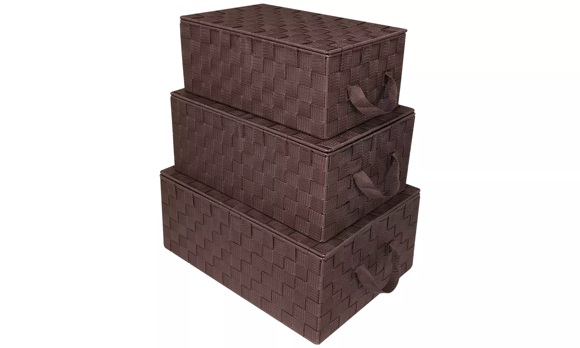 3-Pack Storage Box w/ Lid for Closet & Shelves - Woven Fabric Basket Organizer
