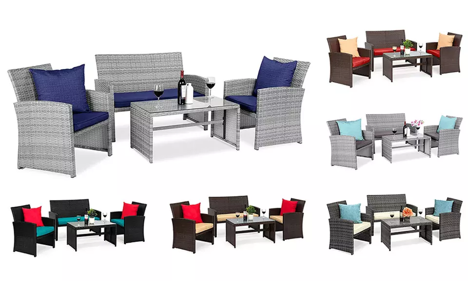 4-Piece Wicker Patio Conversation Furniture Set - Primary Image