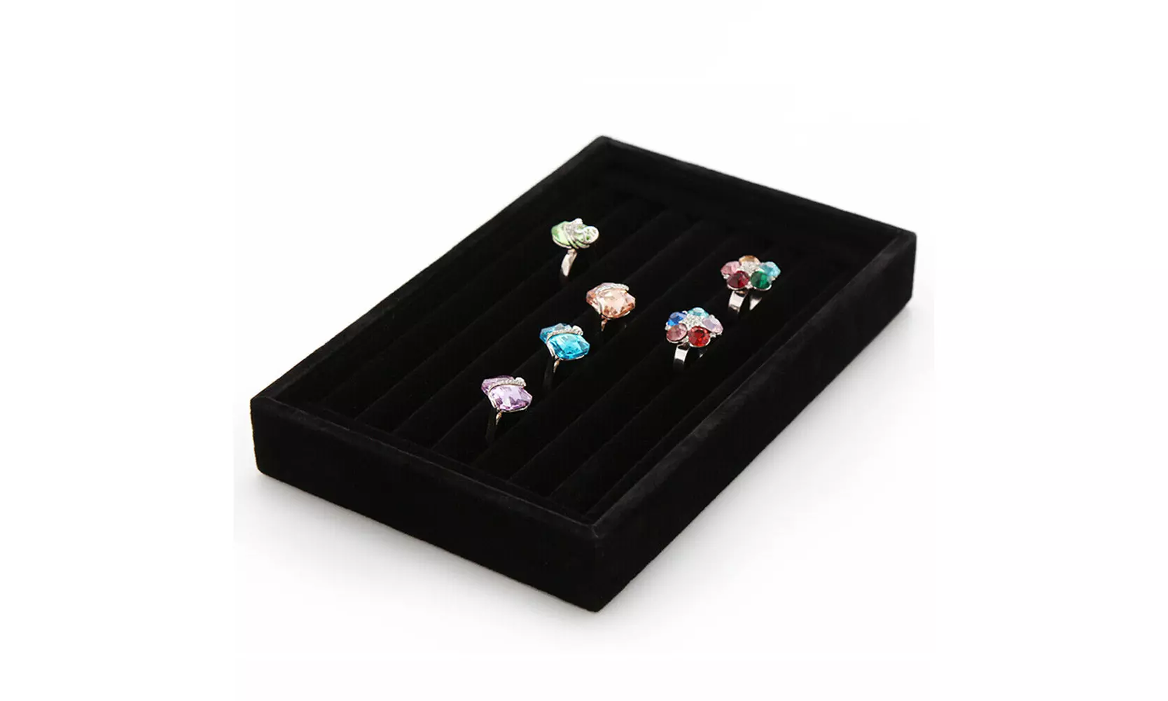 1-2 Pc Velvet Jewelry Ring Display Organizer Tray Holder Earring Storage Case