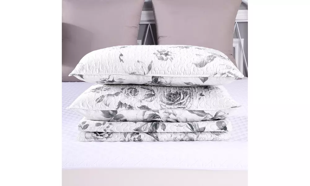 JML 3-Piece Reversible Quilt Set,Home Collection Printed Bedspread With 2 Shams