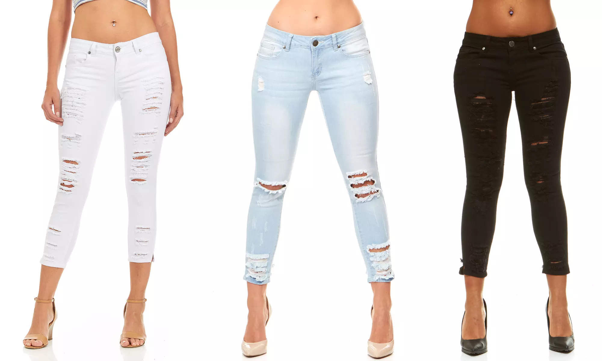 Smart Jeans Ripped or Distressed Cropped Skinny Jeans - Primary Image