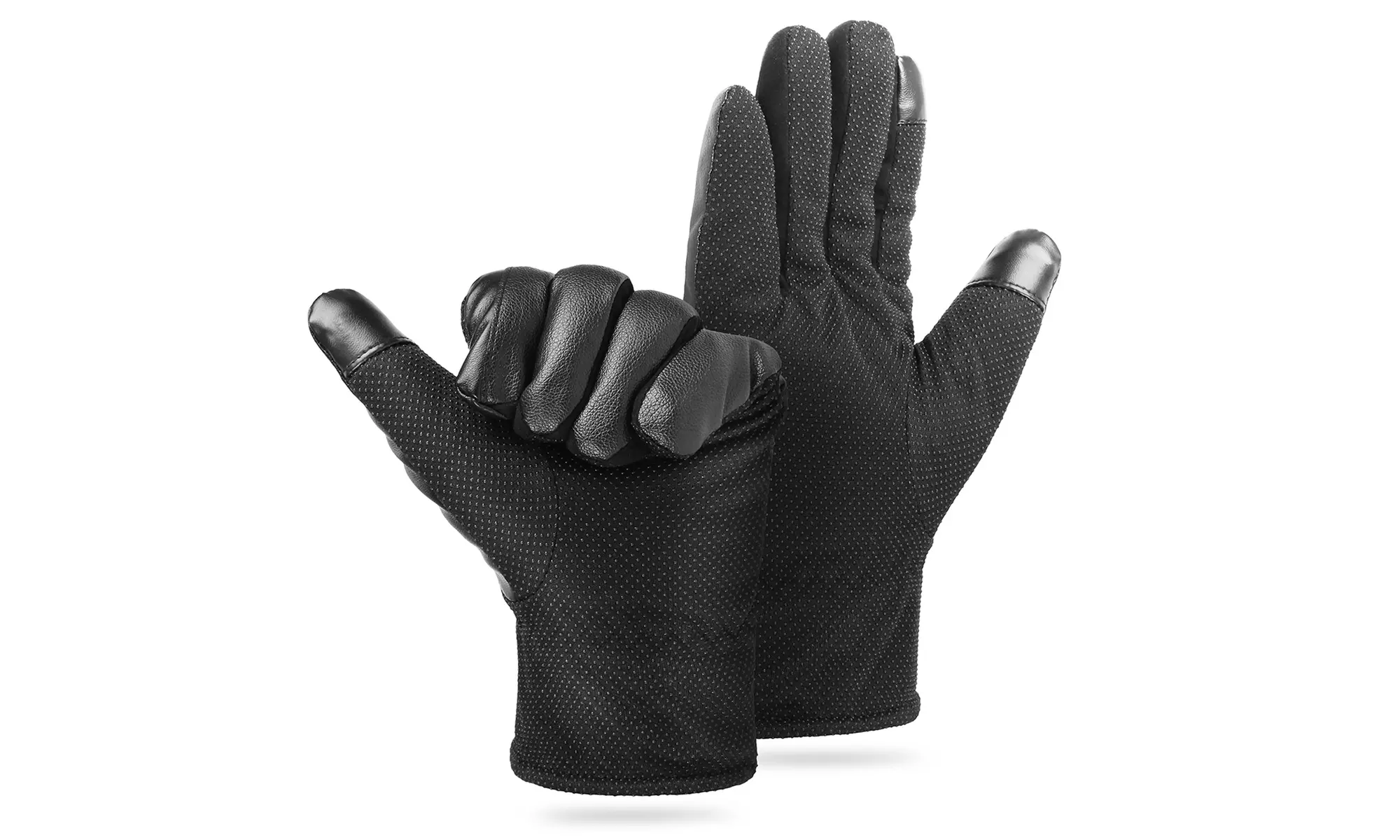 2-Tip PU Leather Waterproof Winter Touch Screen Gloves (1-, or 2-Pair) - Primary Image