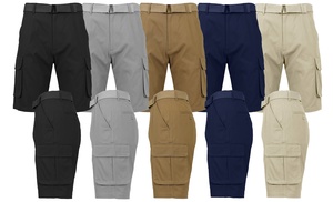 Men's Cotton Flex Stretch Cargo Shorts With Belt (Sizes, 30-40)