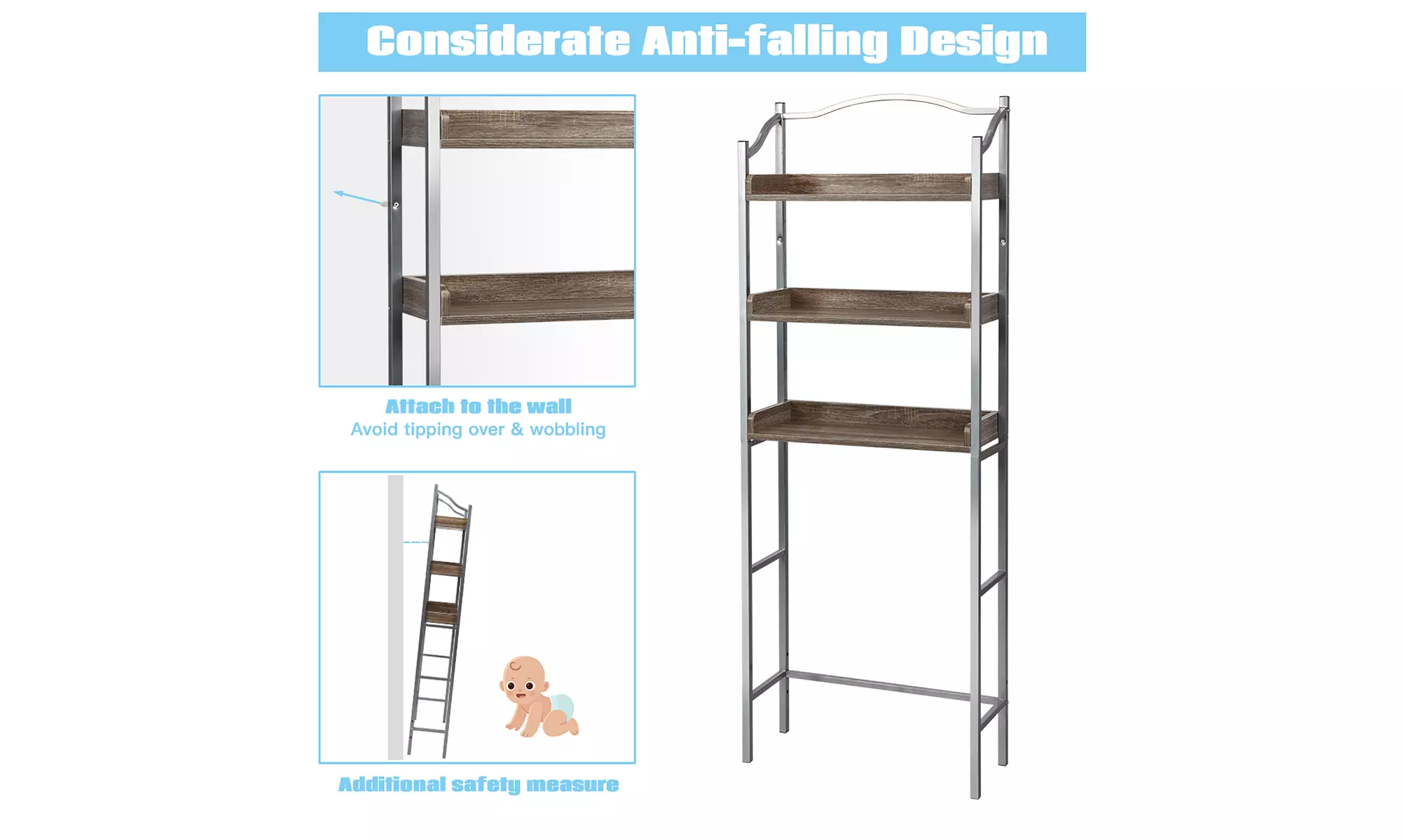 Costway 3-Tier Bathroom Spacesaver Storage Rack