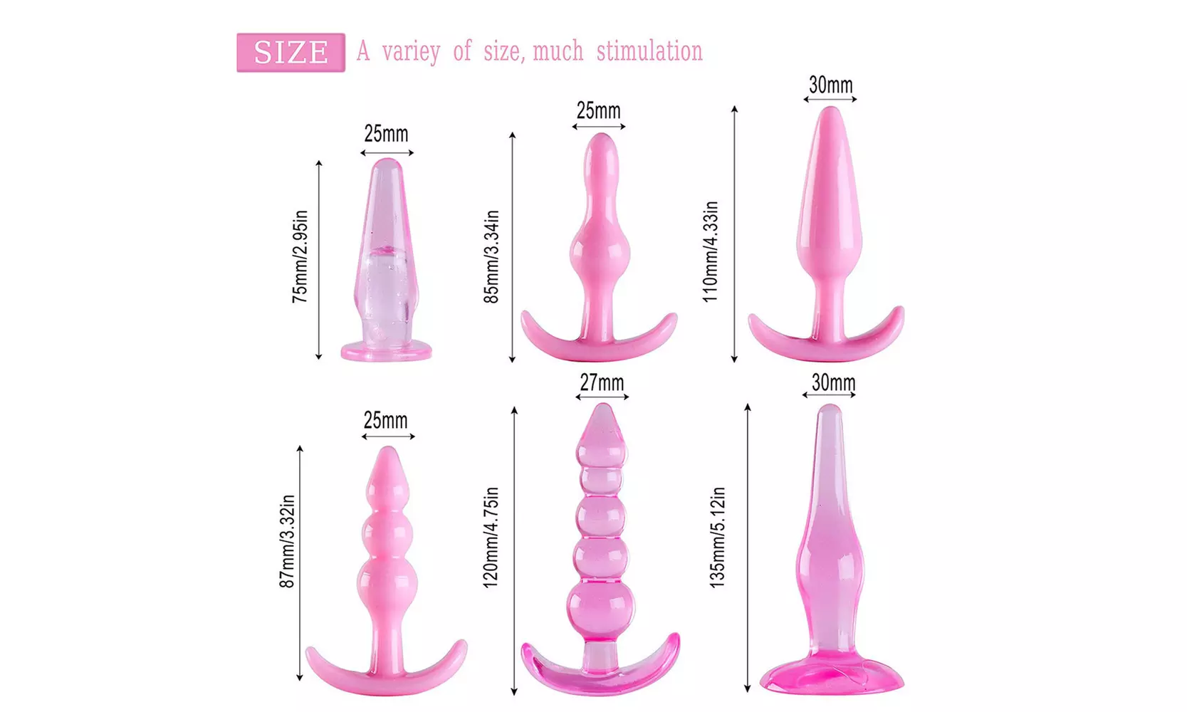 6PCS Anal Trainer Kit Butt Plugs Beginner Set Medical Silicone Prostate Massage - Second Medium