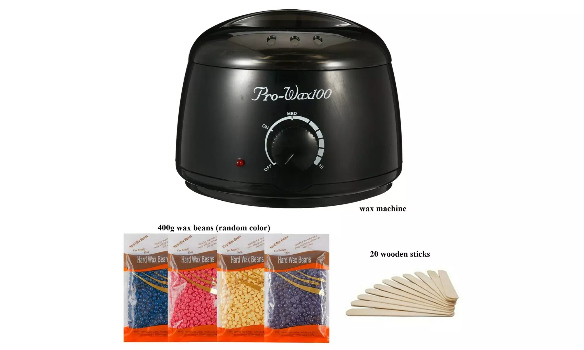 Hot Wax Warmer Heater Pot Machine Kit Salon Spa Hair Removal  400g Waxing Beans - Second Medium