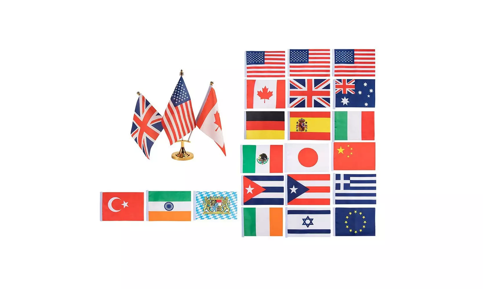 Mini International Flags, Country Flags for Kids - Mini World Flag Decorations - Primary Image