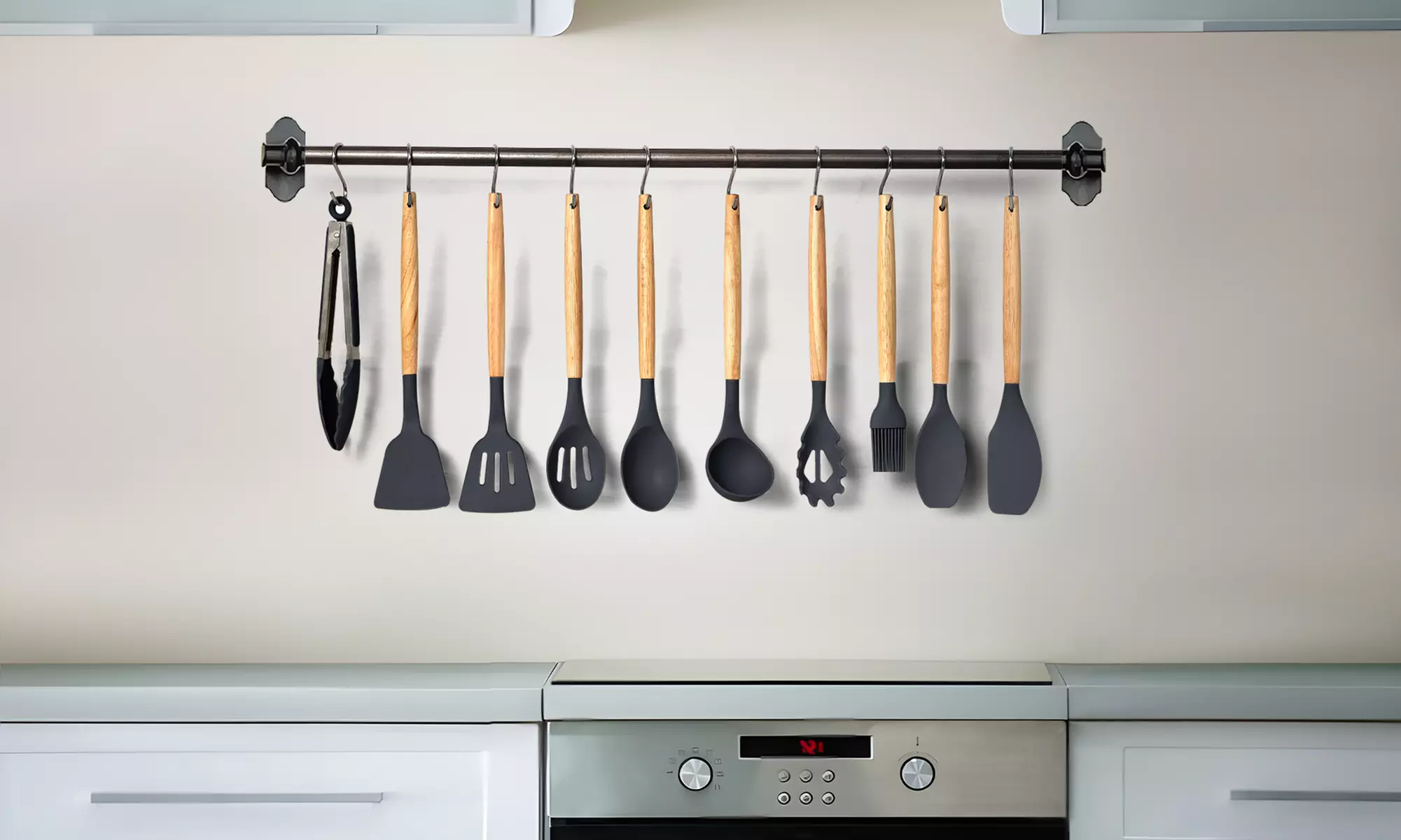 Lux Decor Silicone Kitchen Utensils Set Heat Resistant 35-Pcs Cooking Tools